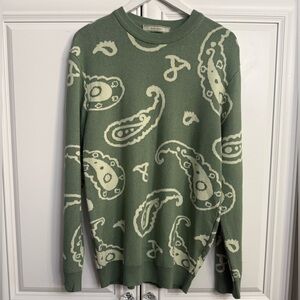 Rare Rabbit Men's Size Large Light Green Tori Sweater Paisley Print Relaxed Fit